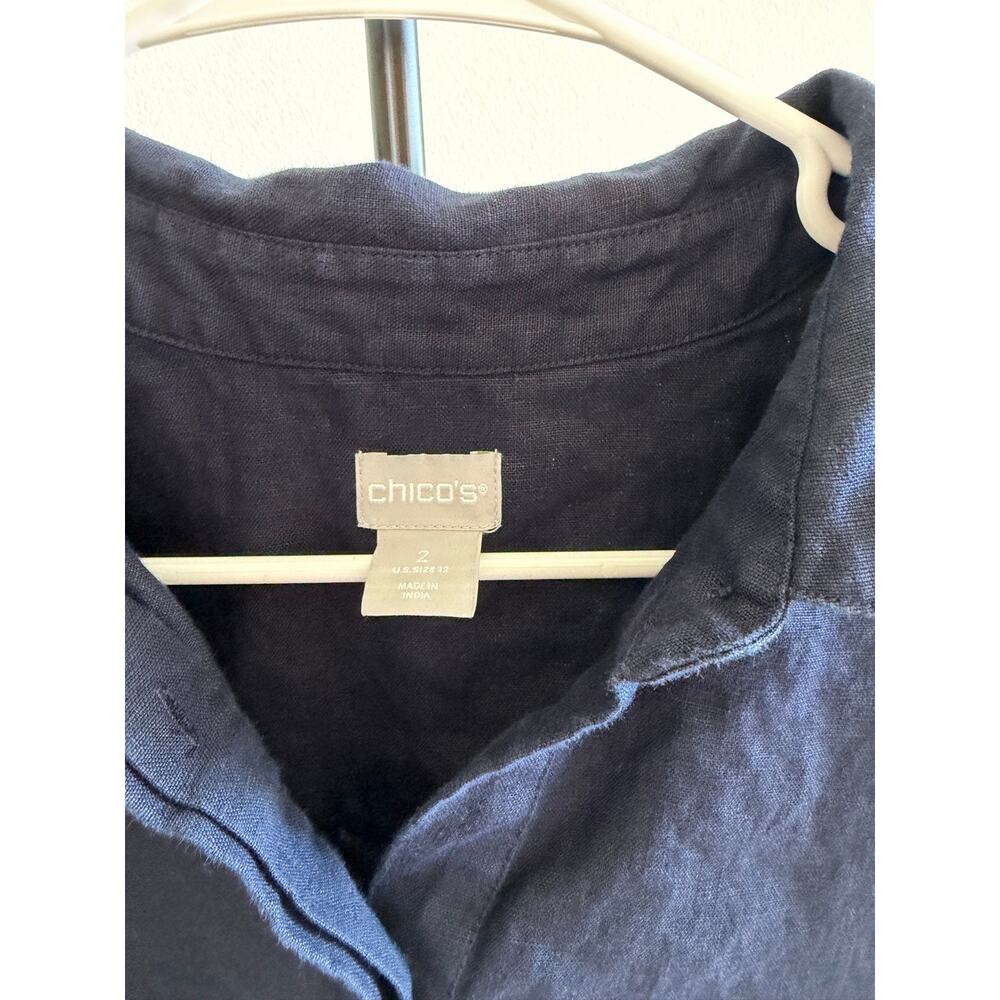 Chico's 100% Linen Navy Shift Dress Size US 12 - Picture 3 of 4
